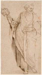 St. Peter, ca. 1575 (penn og brunt blekk og vask med kritt på papir)